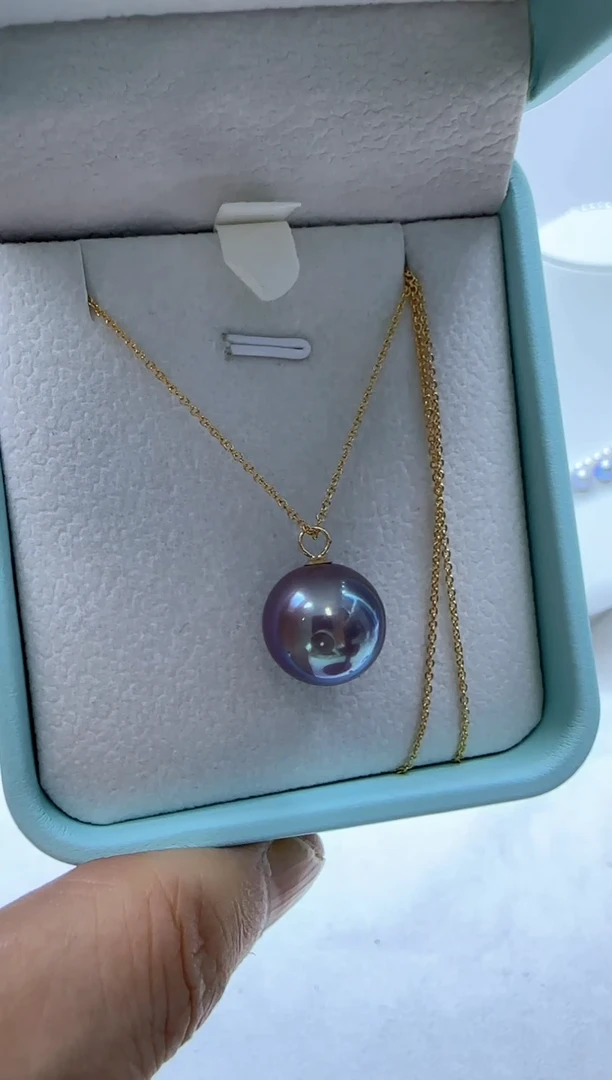 银S925镶嵌淡水珍珠HG紫珠吊坠（赠链）D020