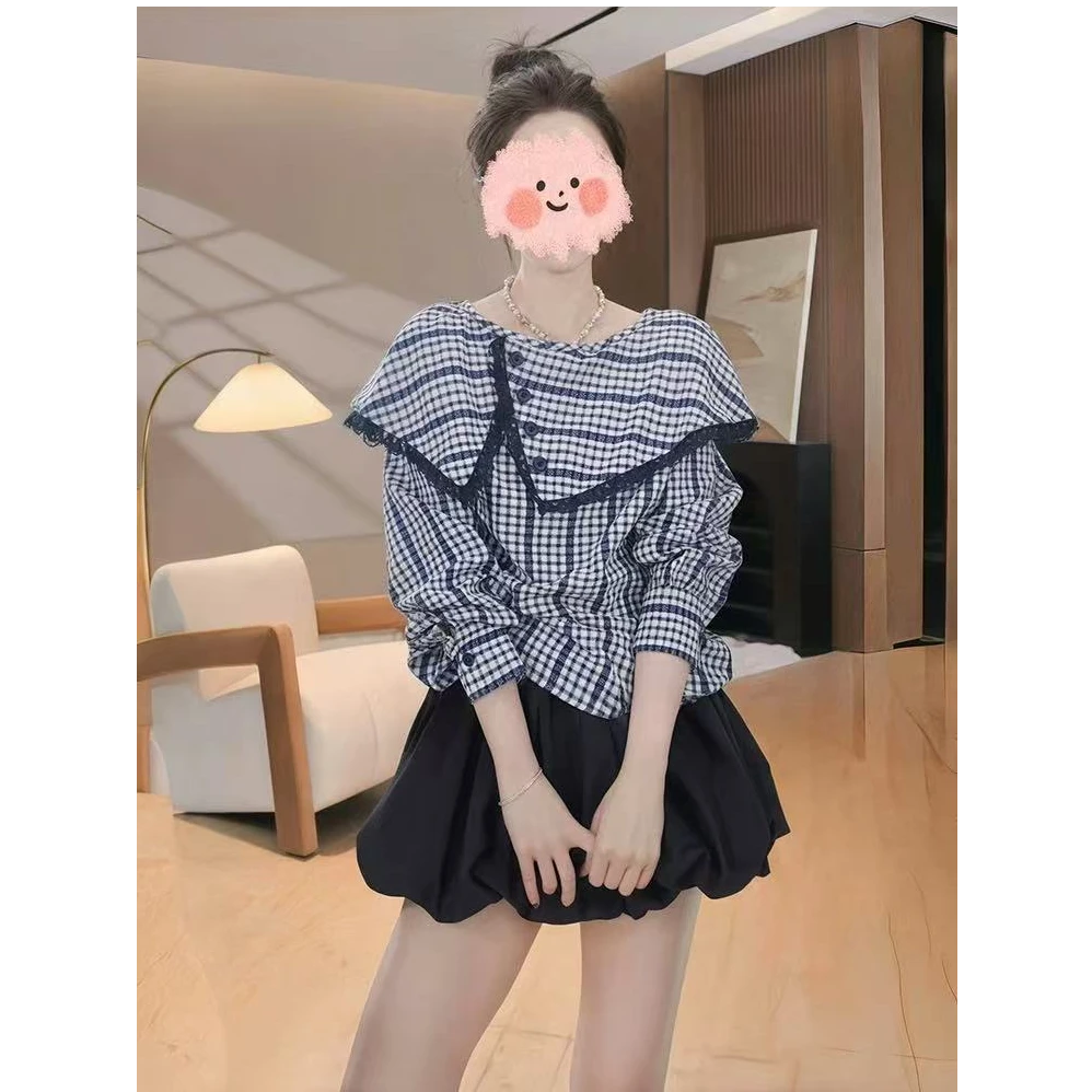 小众炸街高级感女装2025春季时尚气质荷叶领衬衫百搭半身裙套装女