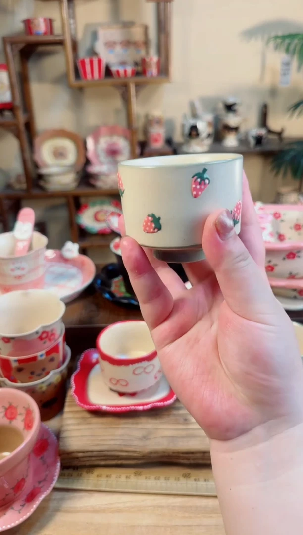 陶瓷草莓杯子【十里高温釉下彩陶瓷】