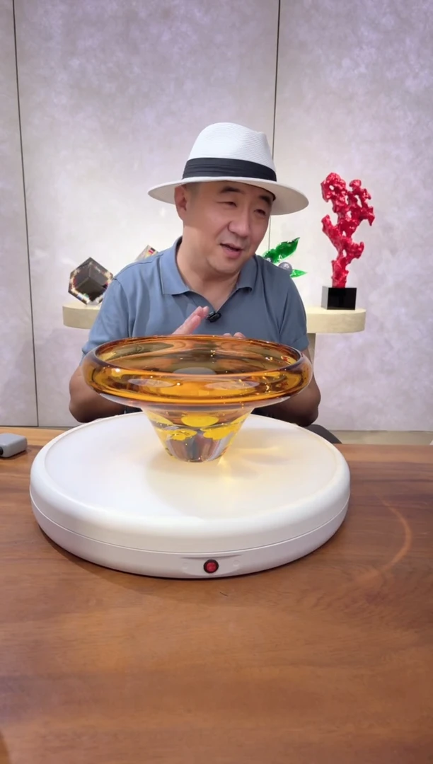 摆件黄色花瓣艺术琉璃果盘