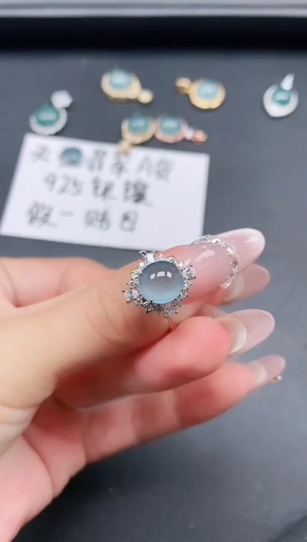 银S925镶嵌戒指翡翠1111111