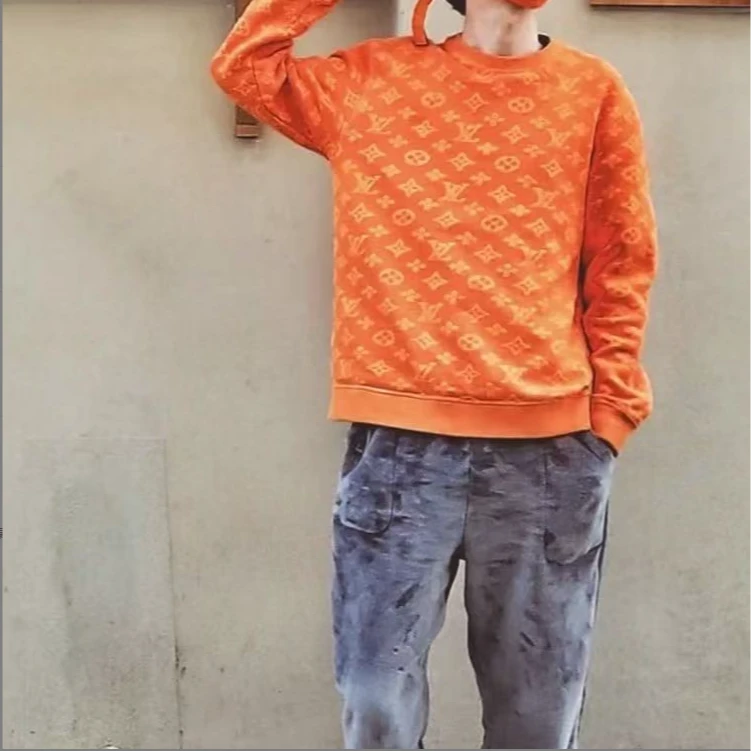 95新 LouisVuitton/路易威登 LV路易威登橙色限 植绒卫衣M码