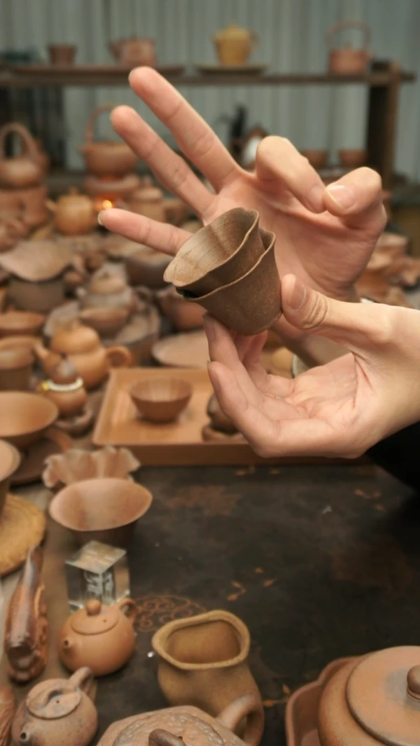 老岩泥原矿老岩泥  小花口杯2个