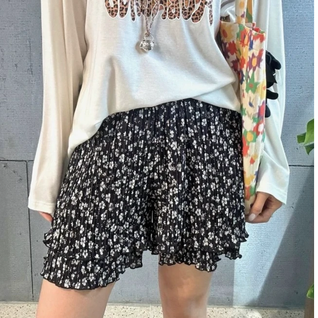 AUB25春夏新款双层压褶短裤时髦显瘦百搭