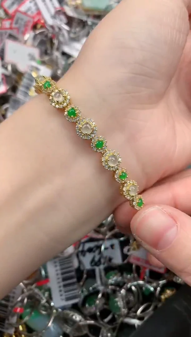 银S925镶嵌戒指翡翠666                2