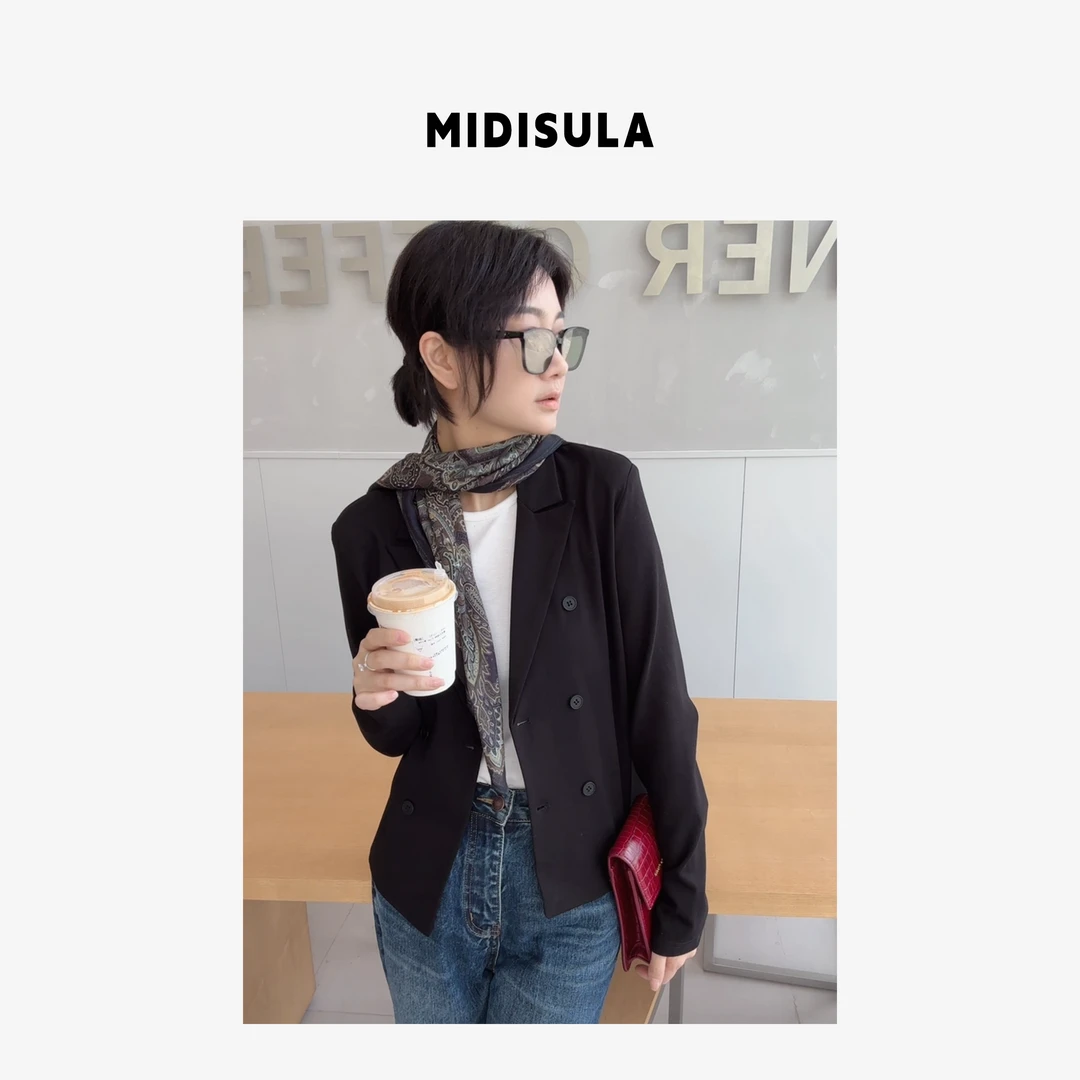 MDSL·新款收腰长袖西装外套老钱风松弛感女装贵气01587