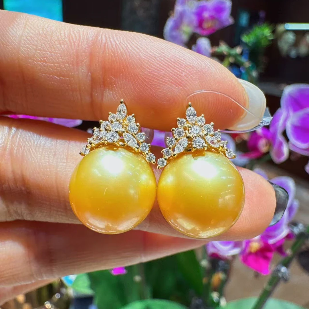 金珍珠耳钉金色冰雪女王