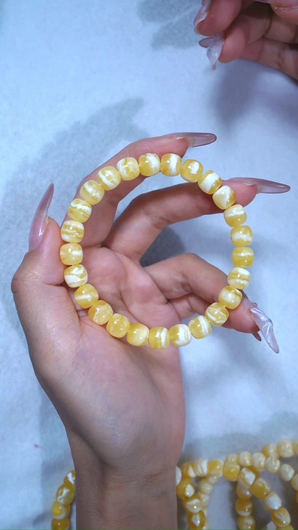 【闪购商品】蜜蜡手链未镶嵌堪比同料8.5mm金瓷白虎皮顺纹