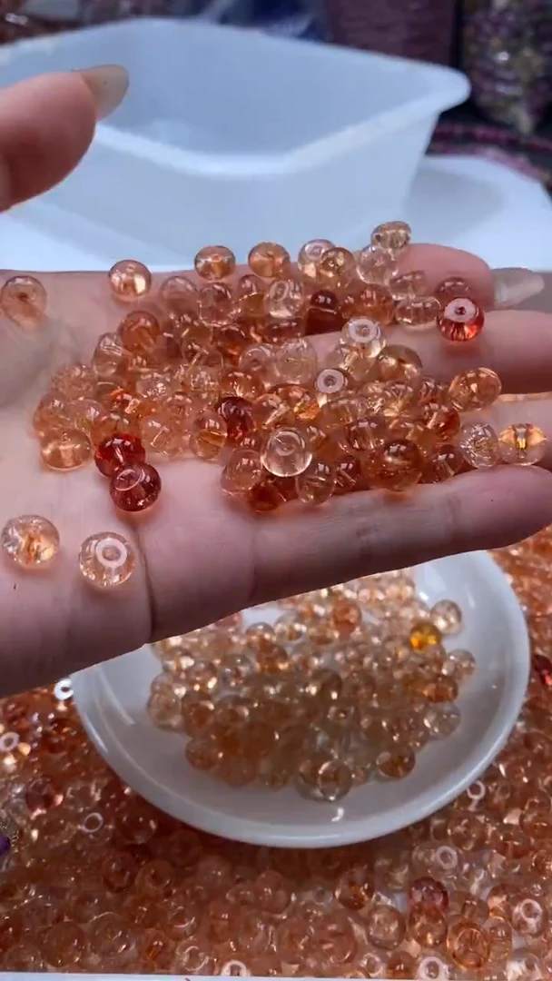 颈饰未镶嵌水晶W2930金橙色碧玺算盘8*4mm*10颗