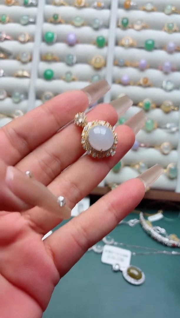 银S925镶嵌戒指翡翠.