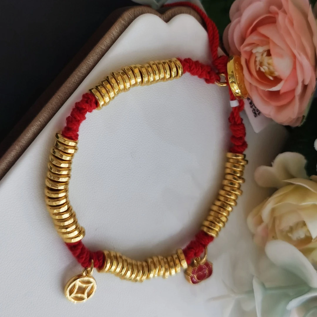 足银手链 足银手链999金足银盘缠手链编织红手绳国风古典编绳手链