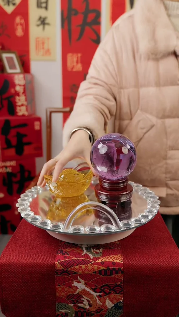 【闪购商品】紫色K9水晶10公分球摆件