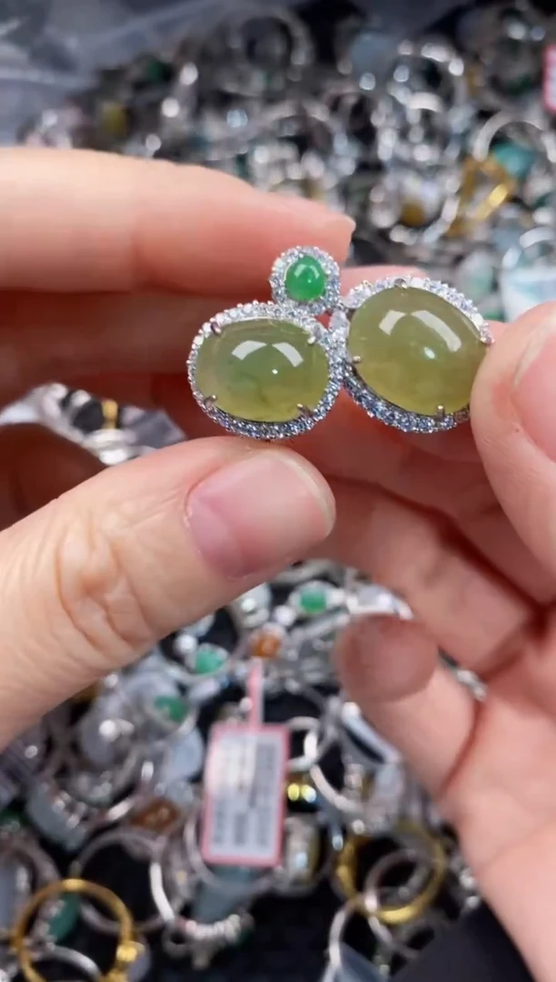 银S925镶嵌戒指翡翠11             1