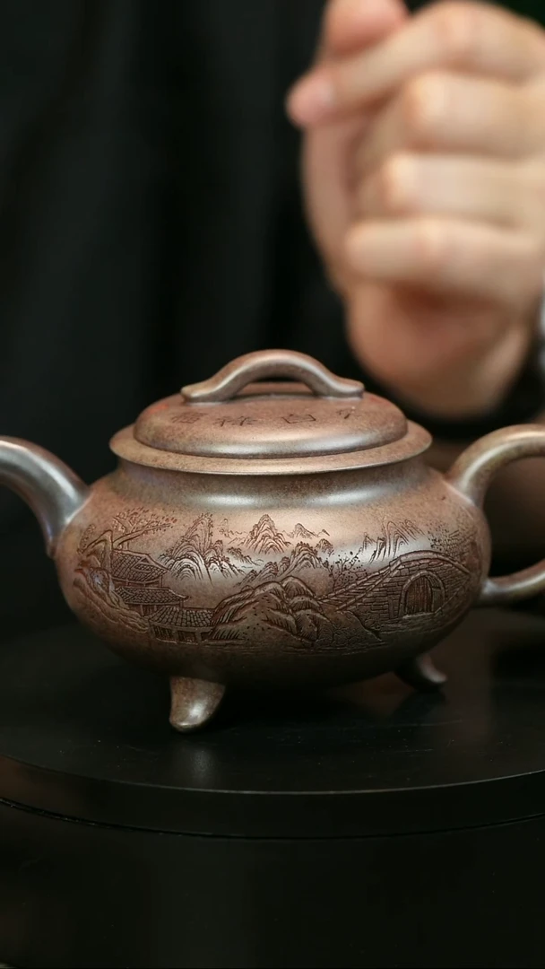 茶壶紫砂?***生H2244李小琴段泥三足圆炉