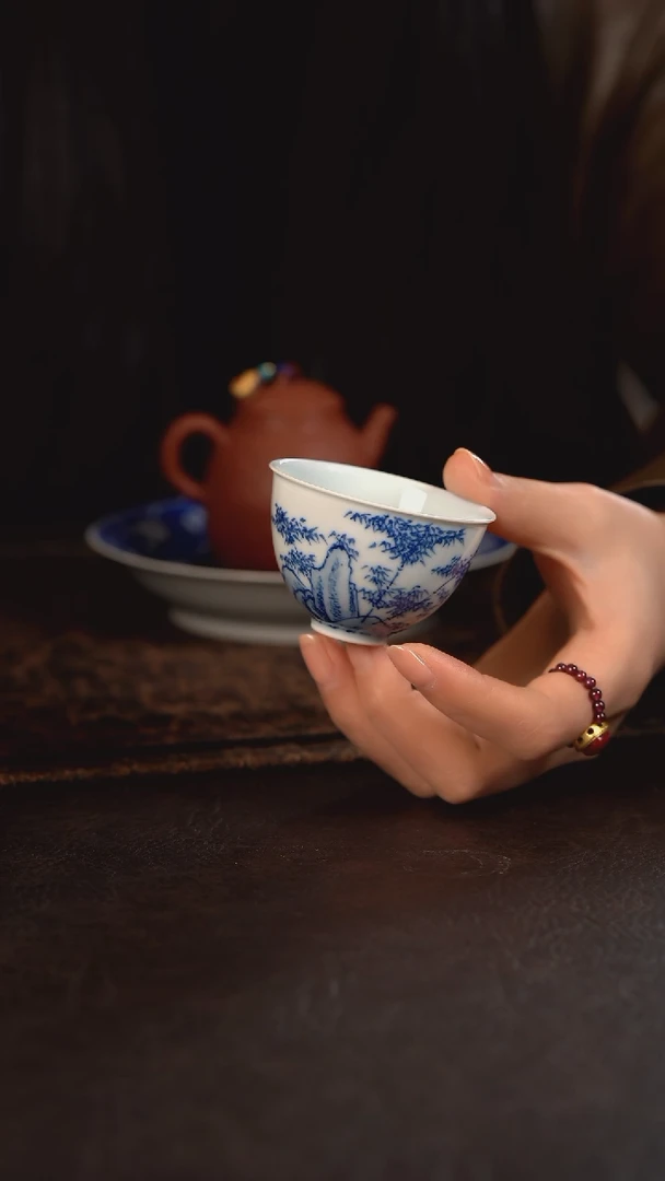 【闪购商品】杯HLX陶瓷灵石竹子小鸡心杯 随机