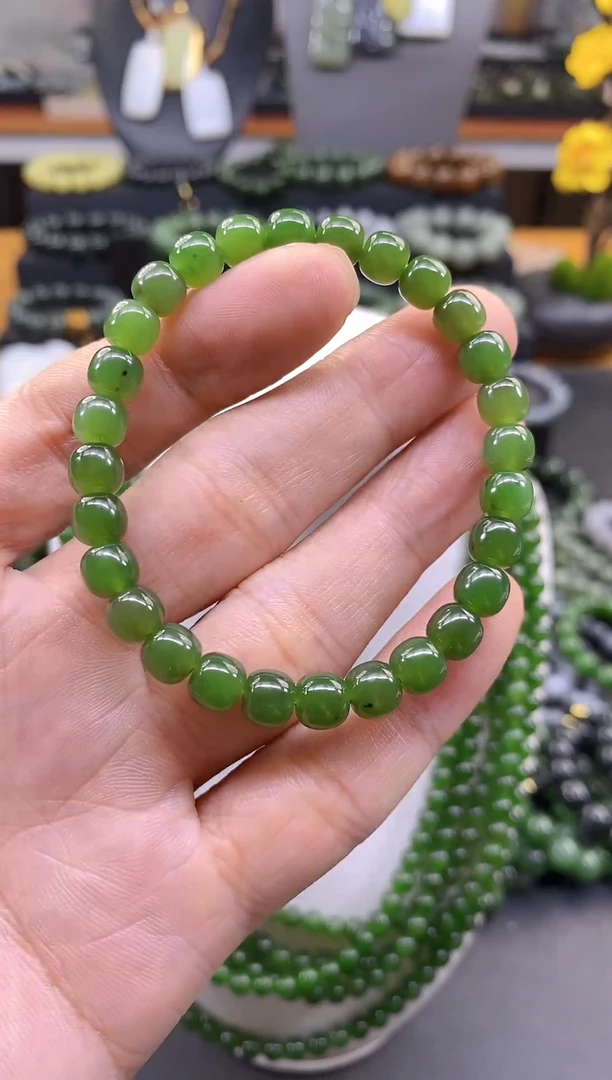 和田玉未镶嵌手链和田玉碧手串6