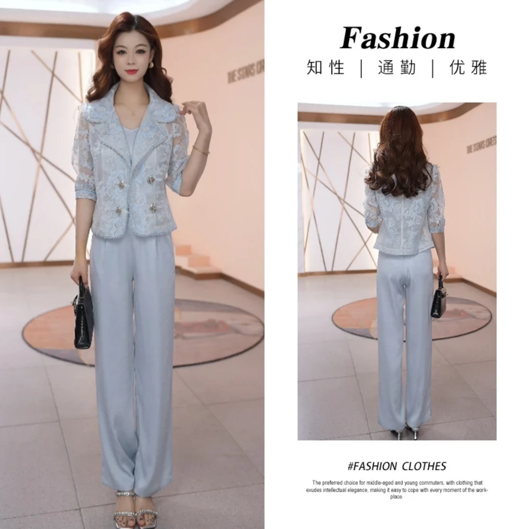 【三件套】2025时尚中袖宽松洋气休闲收腰气质减龄高腰修身女装套