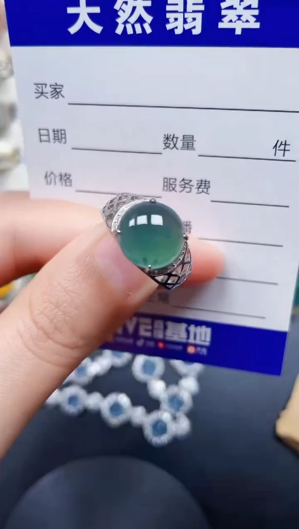 银S925镶嵌戒指翡翠100