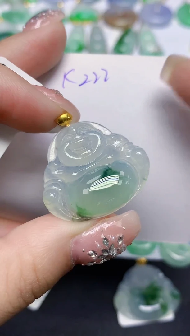 颈饰18K金镶嵌翡翠天然缅甸翡翠A货翡翠百元以上9元证书费自理