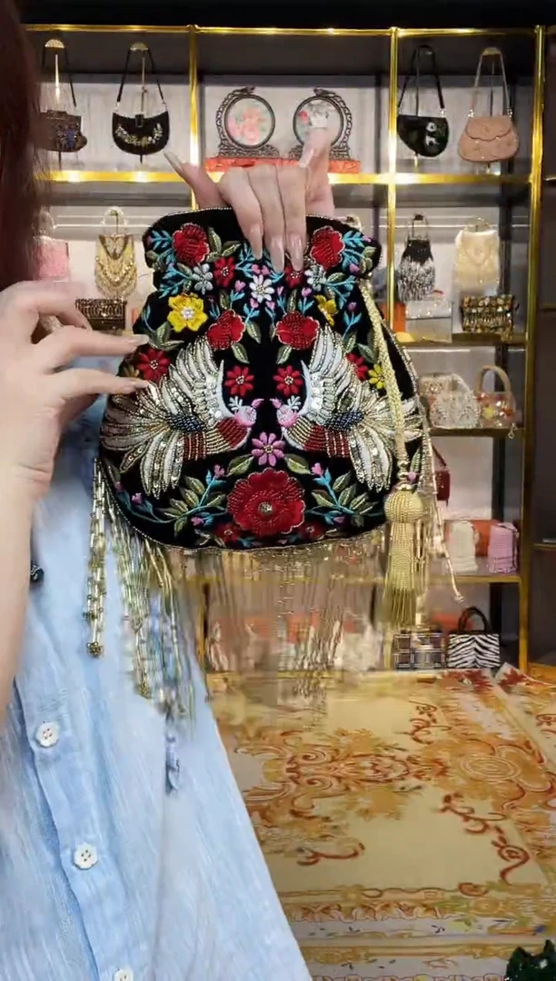 织物珠韵恒泽重工串珠手提包