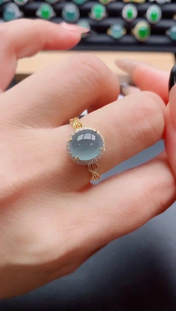 银S925镶嵌戒指翡翠1