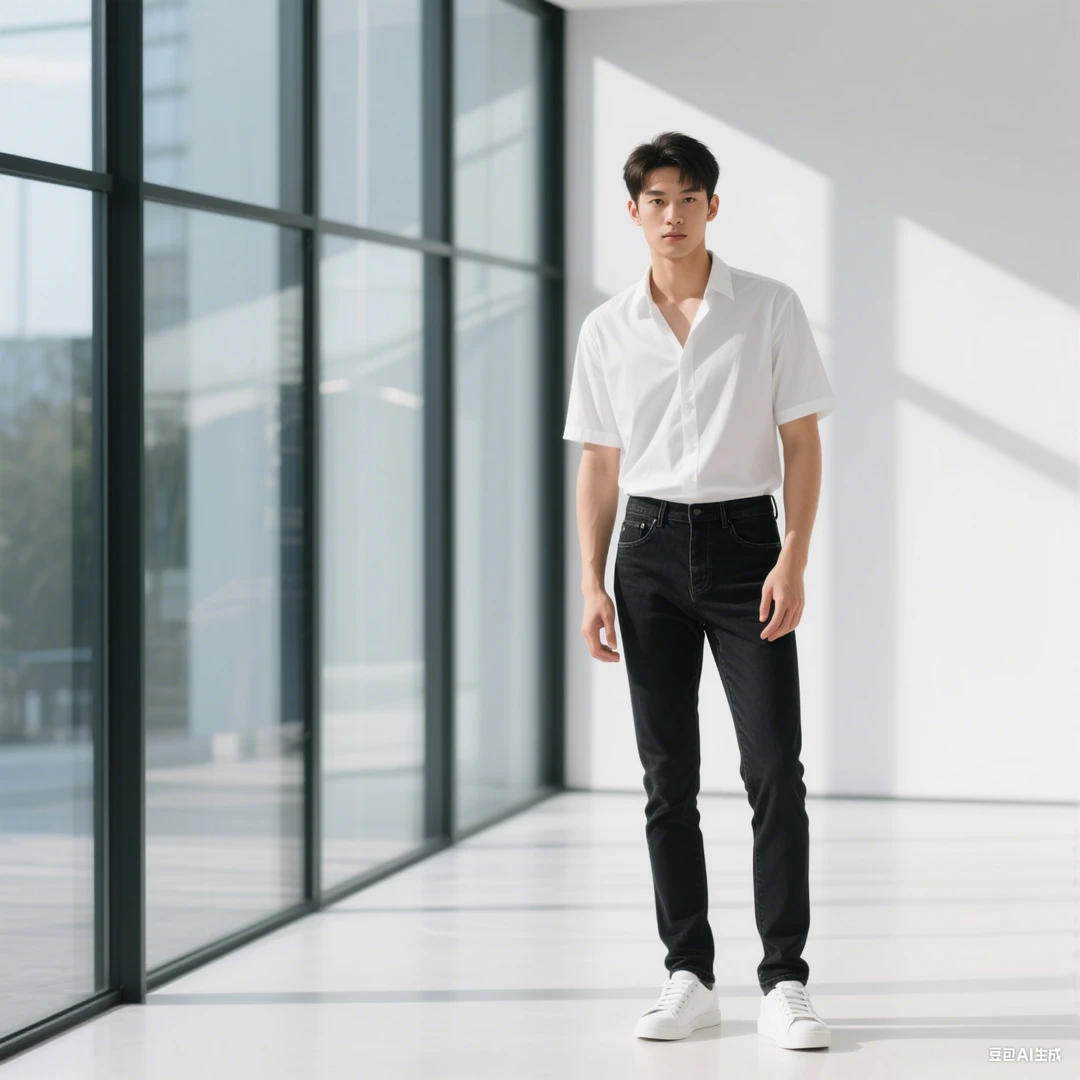 莱赛尔天丝男士春夏薄款时尚修身小直筒牛仔裤百搭潮流美人头