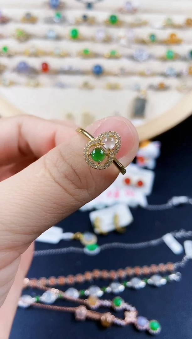 翡翠戒指银S925镶嵌46549