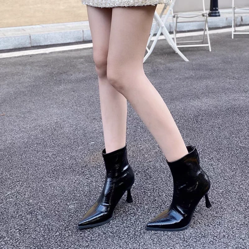 细跟尖头短靴秋冬韩版新款后拉链软皮切尔西靴性感时装靴m700-2