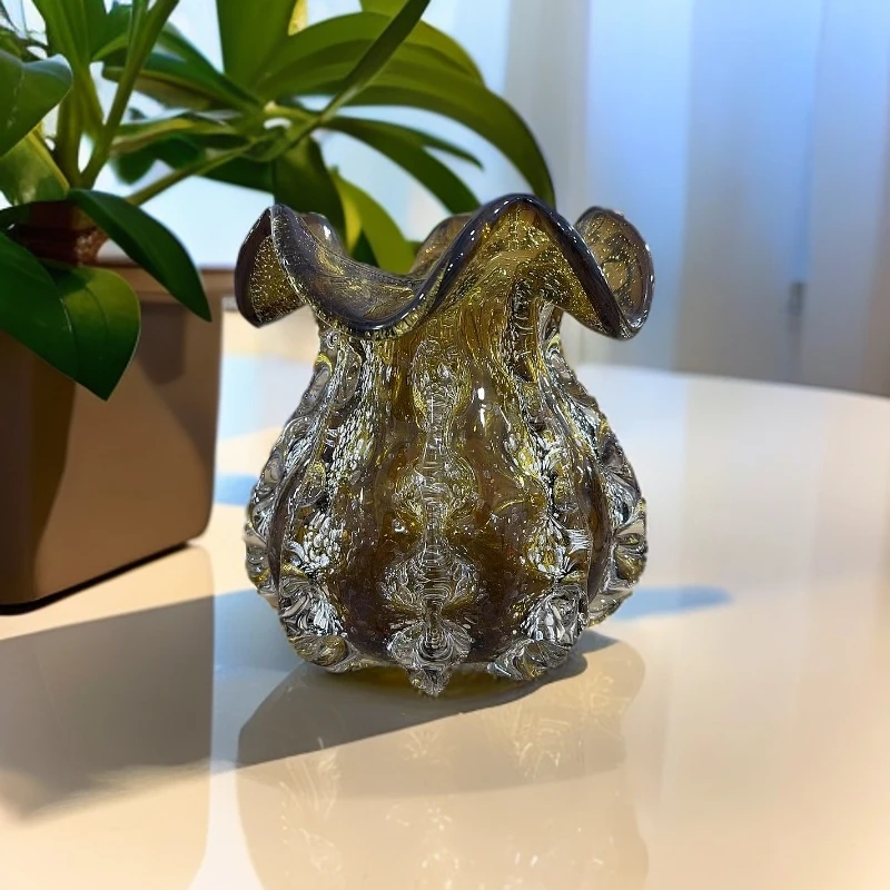 外贸孤品花瓶花器琥珀色钱袋子