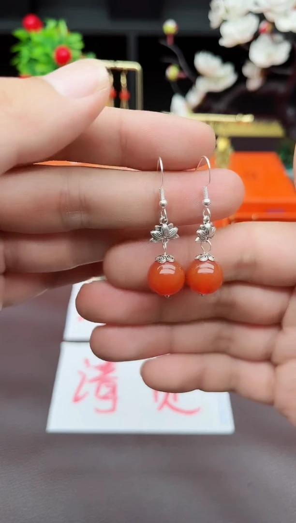 玛瑙/玉髓耳饰银S925镶嵌718000