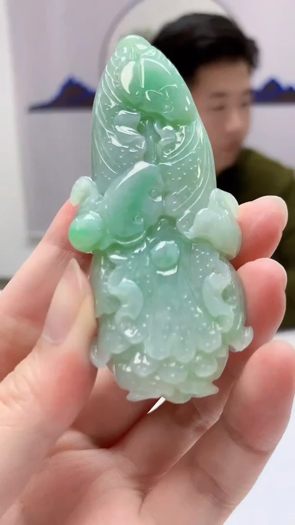 【闪购商品】定制翡翠未镶嵌4917zm-毛货挂件52白菜