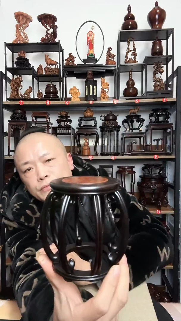 紫砂底座木10直径12.5高