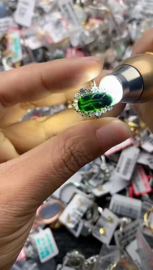 银S925镶嵌戒指翡翠1010    7