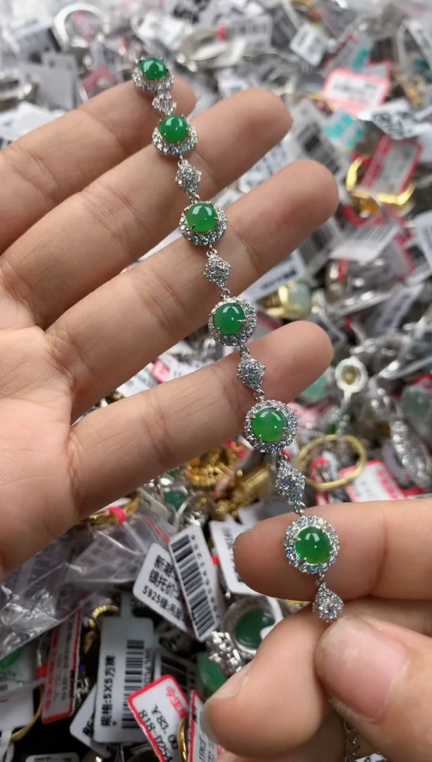 银S925镶嵌戒指翡翠666    6