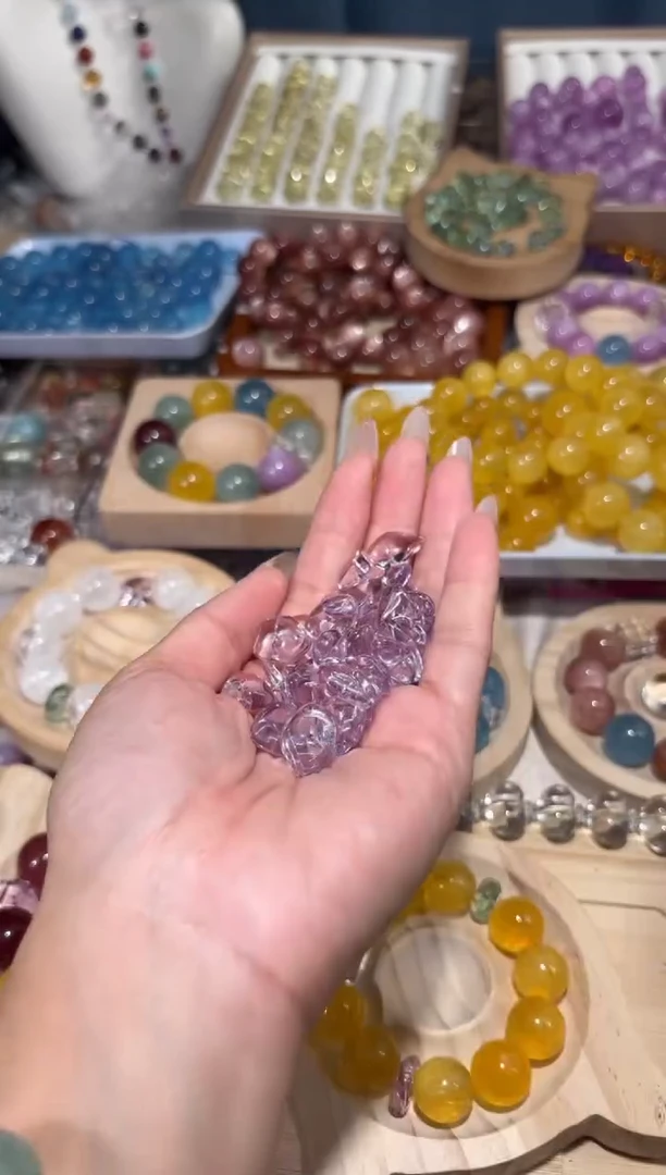 未镶嵌手串水晶Q02玻紫隔珠一个