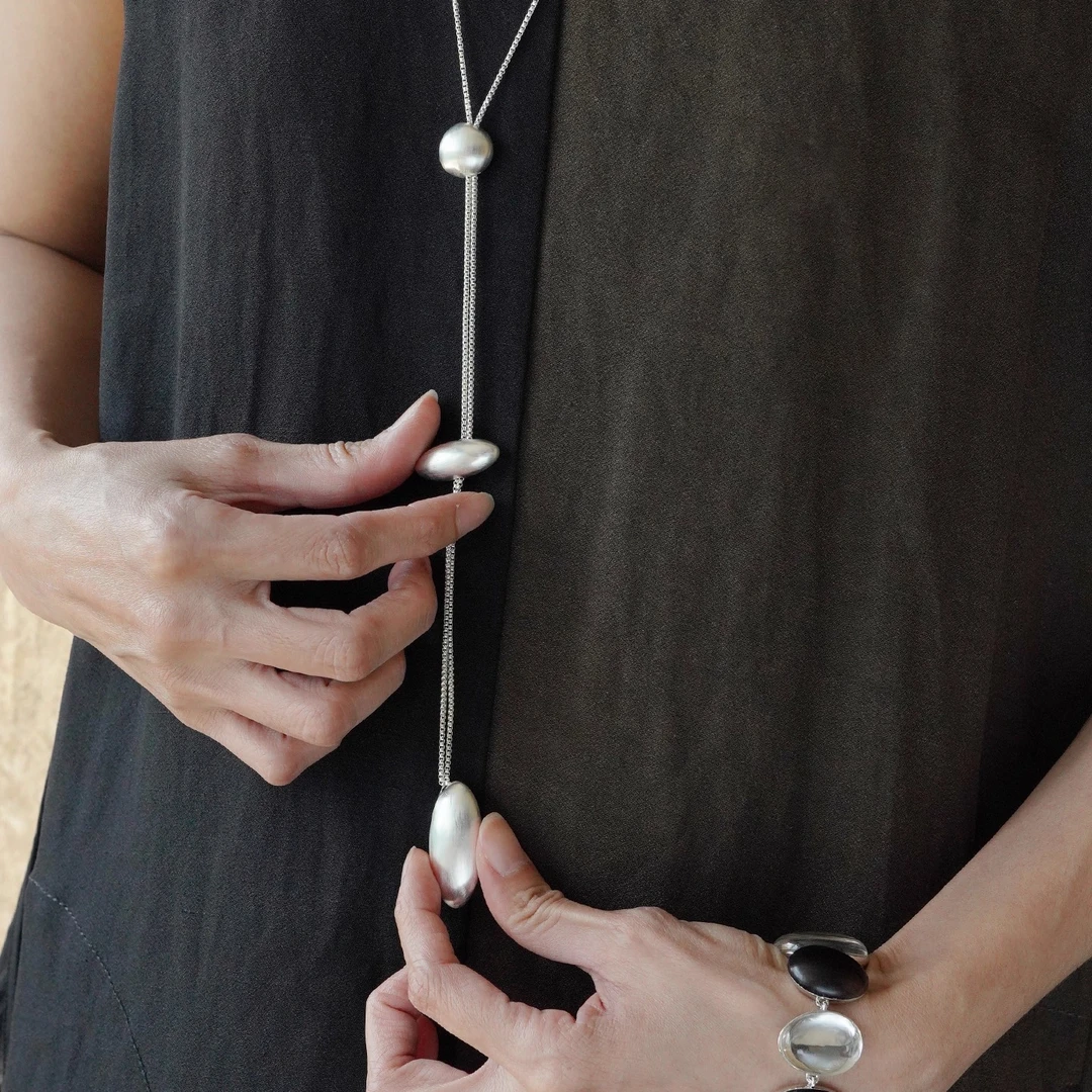 铜合金项链 拉丝项链小众款可调节毛衣链高级感2026新款长款简约