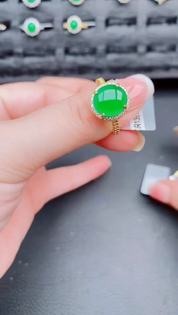 翡翠戒指银S925镶嵌天然a货翡翠43