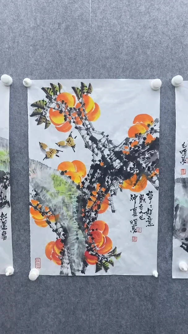 国画任恒泉的3平尺的【柿子题材】46cmX70cm