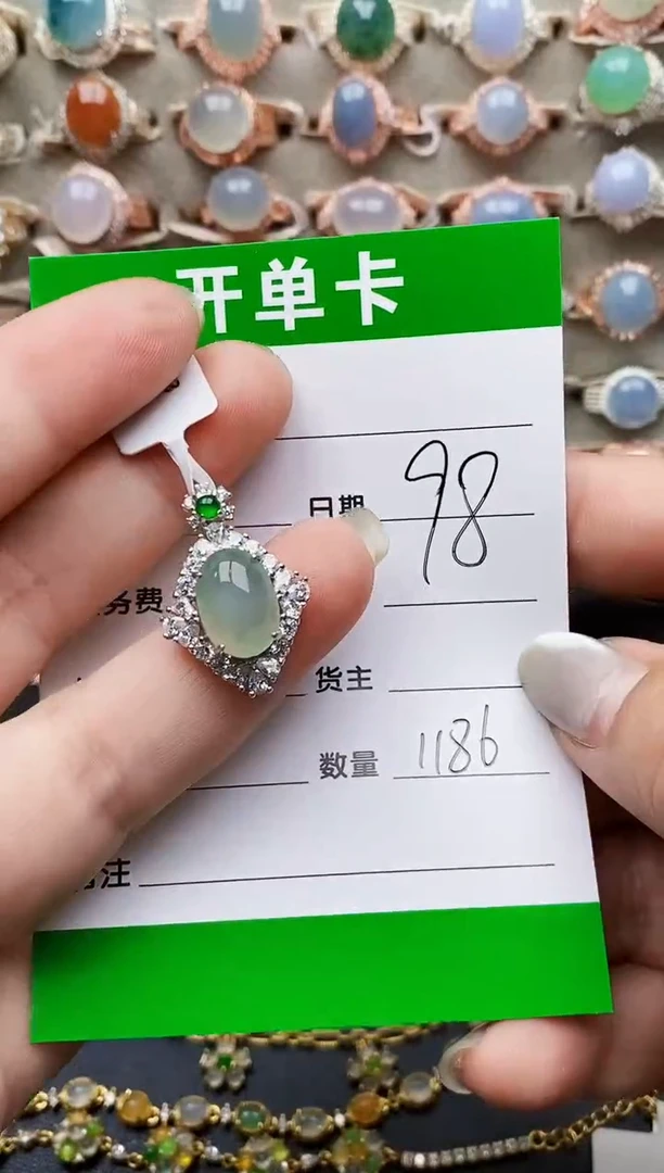 翡翠戒指银S925镶嵌1186