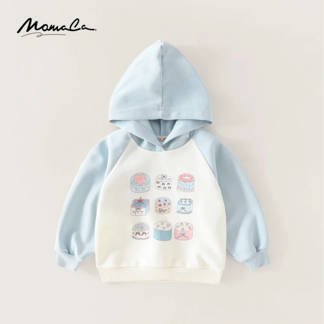 MOMOCO春季新款女童卡通撞色插肩袖连帽时尚休闲卫衣77580232003