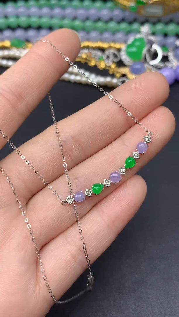 颈饰18K金镶嵌翡翠238-雪姐翡翠天天见