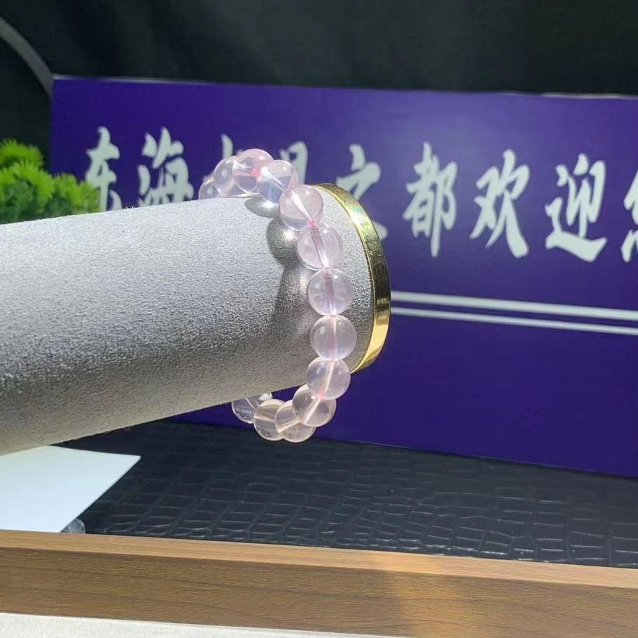 天然粉水晶星光粉颗颗六芒星女款单圈精美仙气款