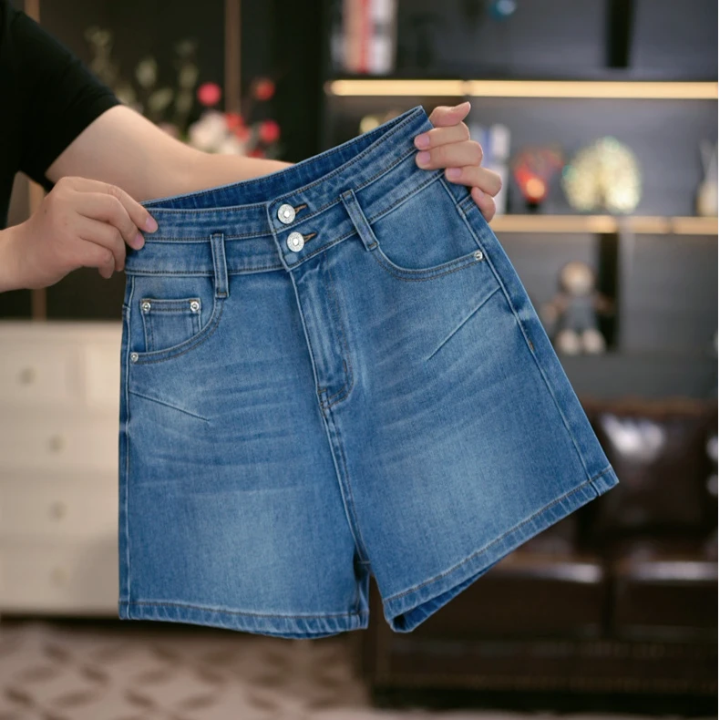 高腰牛仔短裤女款薄款2025新款洋气四面弹A字热裤夏天外穿显瘦潮