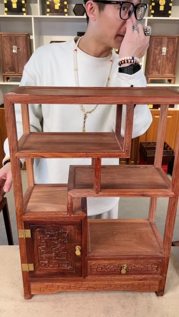 【闪购商品】大果紫檀（缅甸花梨）博古架单只 尺寸43*18*61