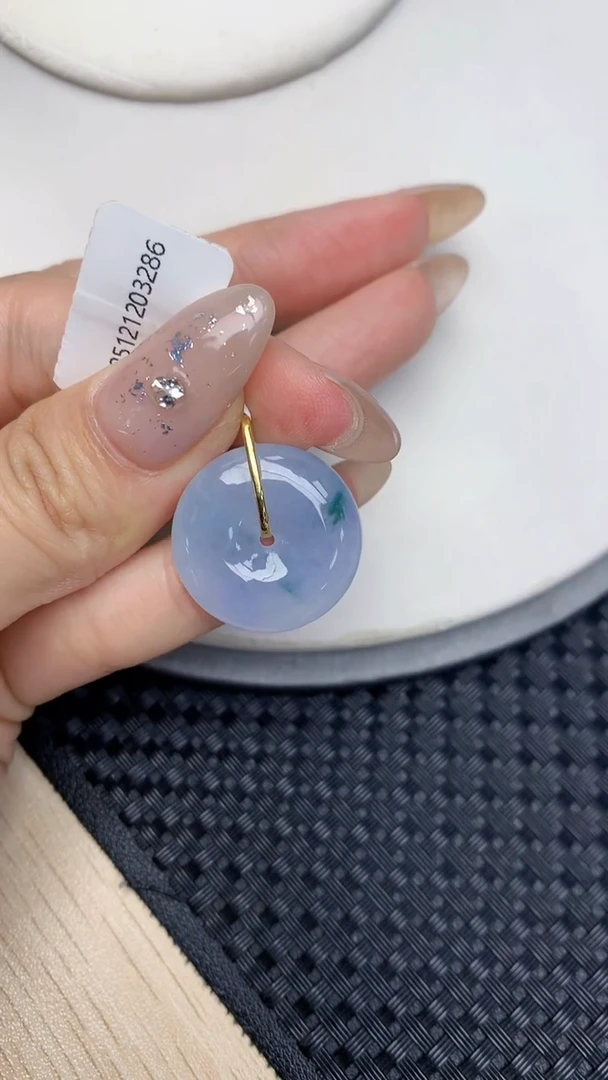 颈饰18K金镶嵌翡翠天然缅甸翡翠a货百元以上9元证书费自理