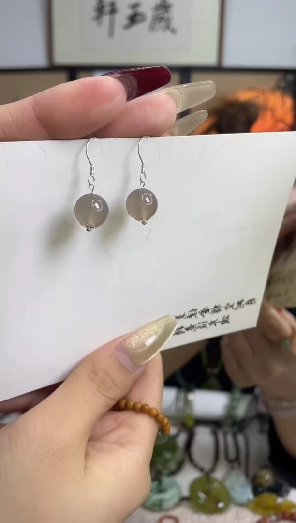【闪购商品】玛瑙/玉髓耳坠银S925镶嵌多样性发货其中发一