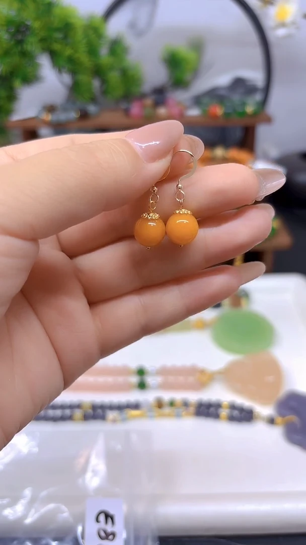 翡翠14K金镶嵌耳饰E863