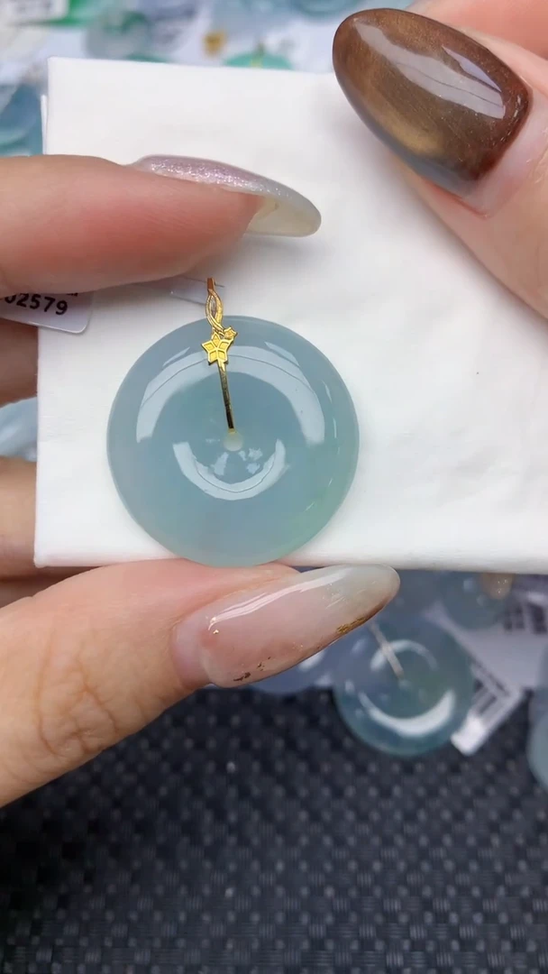 颈饰18K金镶嵌翡翠天然缅甸翡翠a货百元以上9元证书费自理