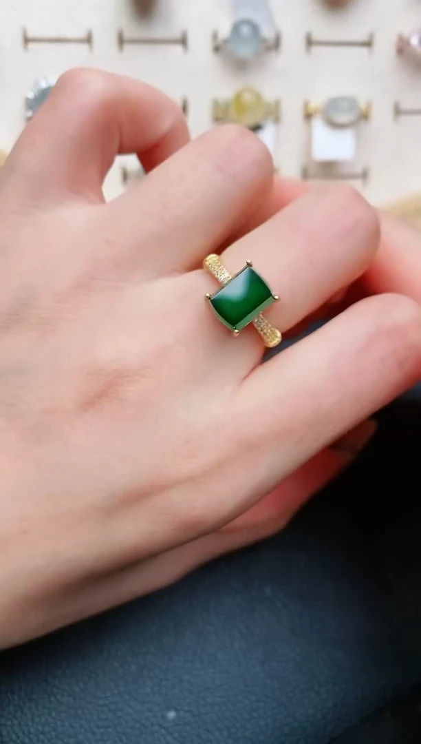 翡翠戒指银S925镶嵌...