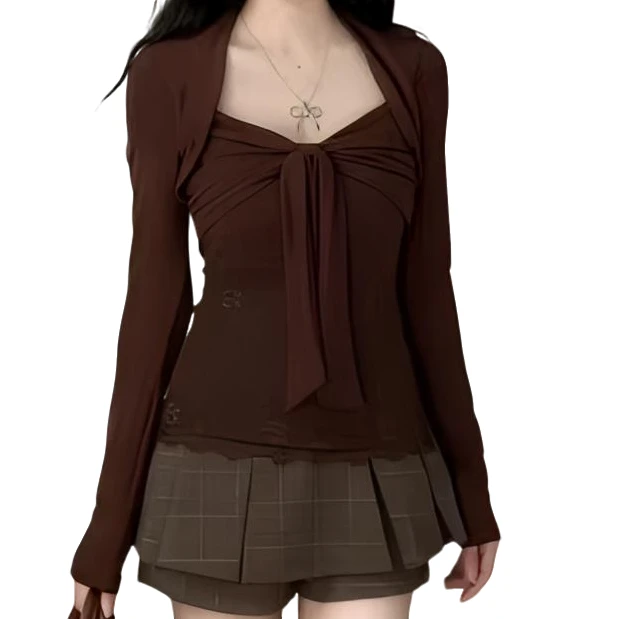 胖MM大码女装拼接蕾丝V领纯欲风修身型长袖T恤打底性感小众百搭